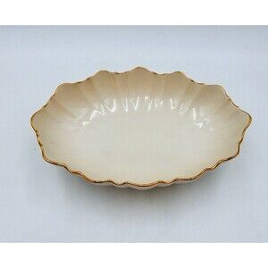 Lenox Symphony Centerpiece Bowl Scalloped Oval Serving 24K Gold Trim USA